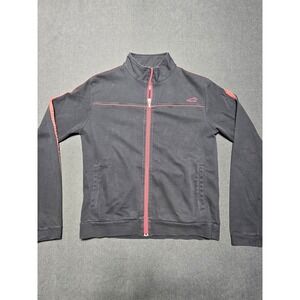 Horny Toad Track Jacket Zip Up Pink Trim Black Cotton Blend‎ Size Large
